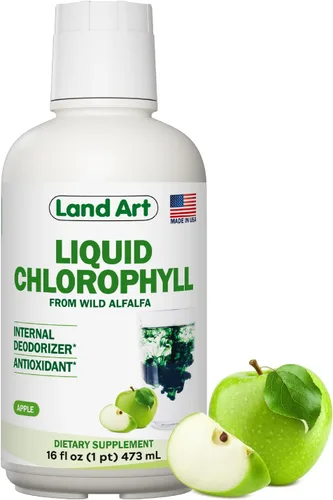 Vista 10 de Land Art - Menta de clorofila líquida - Extraída en frío de alfalfa silvestre sin OMG - Clorofila Liquida natural - Antioxidante - Suplemento