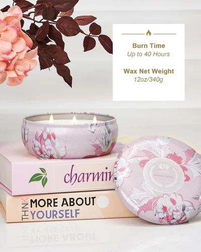 Vista 68 de M&SENSE Velas aromáticas de bayas cítricas, vela grande de lata de soja de 3 mechas, más de 40 horas de tiempo de combustión, cera vegana 100%