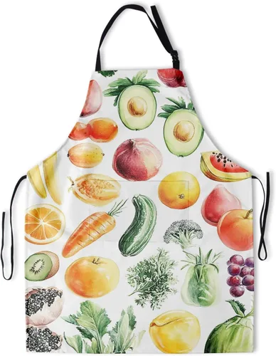 Vista 14 de Delantal impreso delantales de pintura de poliéster con bolsillo para cocinar cocina a la parrilla adultos