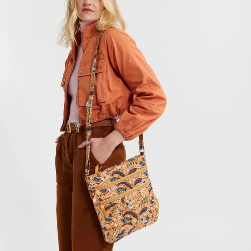 Vista 8 de Bolso cruzado hipster de algodón con triple cremallera para mujer