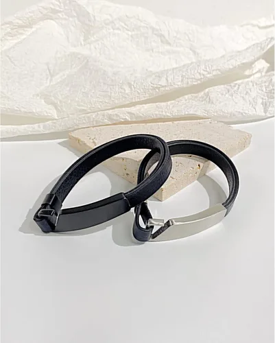 Vista 6 de QINGDUO - Pulseras de alerta médica grabadas personalizadas para mujeres y hombres, pulsera médica de acero inoxidable + cuero, pulsera médica