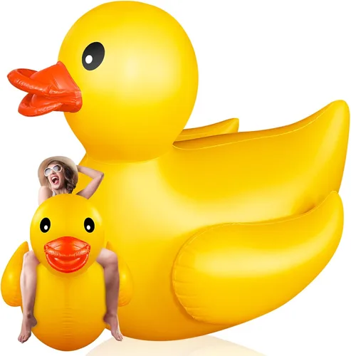 Vista 12 de Hungdao Pato inflable gigante de 5 pies, enorme pato de goma, flotador inflable de piscina para adultos, verano, playa, piscina, decoración de fiesta