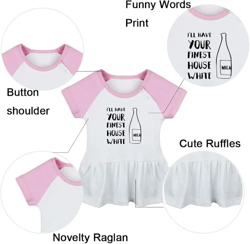 Vista 2 de 2PCS, Little Peanut Pregnancy Announcement & I'll Have Your Finest House White Funny Dresses Infant Baby Girls Princess Dress