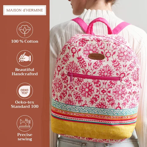 Vista 2 de Maison d' Hermine Mochila para mujeres y hombres, de algodón, multiusos, con bolsa pequeña, ligera, con múltiples bolsillos, 07 - Katmandou
