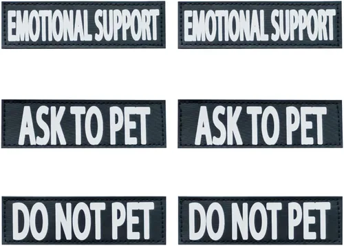 Vista 7 de Paquete de 6 parches de apoyo emocional, parche extraíble para chaleco o collar de arnés para mascotas, parches de pedir a mascotas con cinta