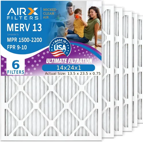 Vista 5 de AIRX FILTERS WICKED CLEAN AIR 10x10x1 MERV 13 Filtro electrostático plisado para aire acondicionado, paquete de 6 filtros HVAC para horno AC