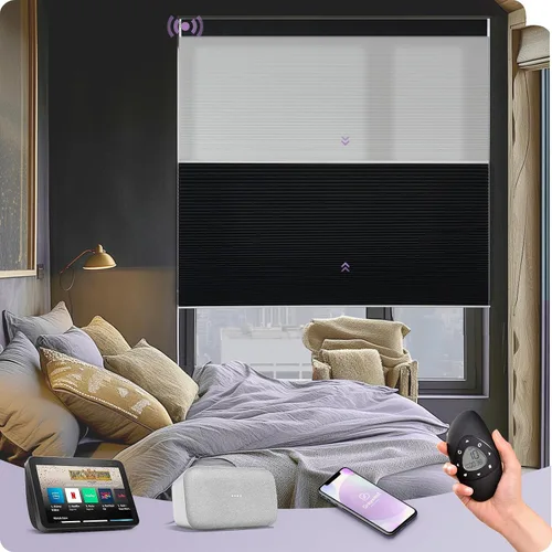 Vista 15 de Graywind Persianas celulares motorizadas con control remoto, persianas inteligentes de panal compatibles con Alexa y Google Home, oscurecimiento