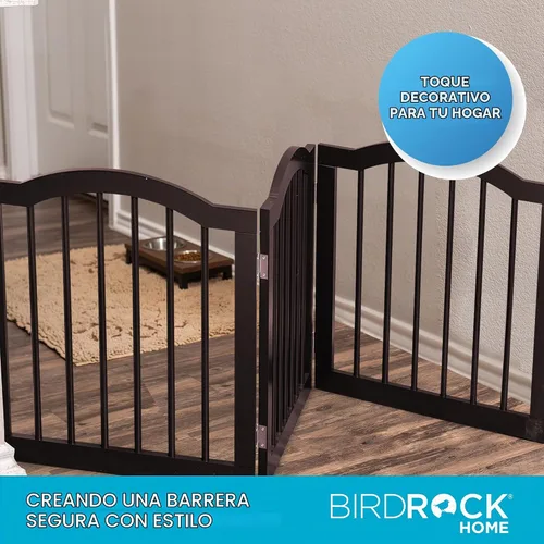 Vista 4 de INTERNET'S BEST Puerta para perros con parte superior arqueada, 3 paneles, barrera de madera para mascotas de 24 pulgadas de alto para perros