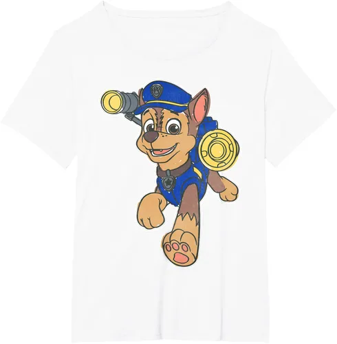 Vista 116 de Paw Patrol Chase Character Patch - Camiseta negra de manga corta con cuello redondo y ajuste clásico, talla S Negro