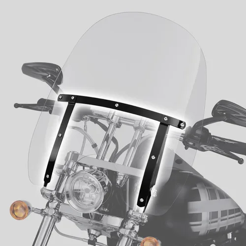Vista 2 de Green-L Soporte de Parabrisas Negro Kit de Montaje para Parabrisas Compatible con Harley Heritage Softail Slim Classic Fat Boy Deluxe Modelos