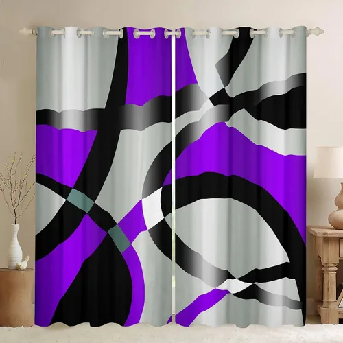 Vista 33 de Feelyou Cortinas de videojuegos negro y gris para niños, dormitorio, música, audífonos, notas, cortinas de ventana, para niños, adolescentes