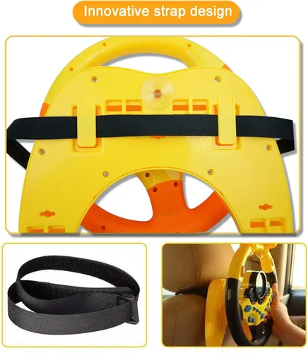 Vista 3 de RedCrab Volante de automóvil simulado de juguete con luz y música para niños, juguetes de asiento de conducción, juguetes educativos eléctricos