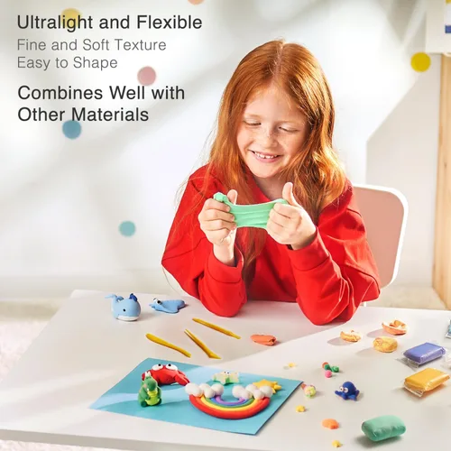 Vista 3 de FlyFlag Arcilla de Secado al Aire - 100 Colores, Ultra Ligera y Suave, Arcilla de Modelado No Tóxica para Niños con Herramientas y Tutoriales