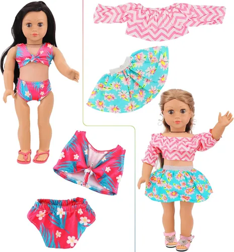 Vista 6 de Ecore Fun 10 Sets 18 Inch Doll Clothes & Outfits with Swimsuits
