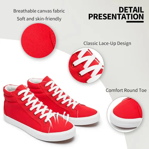 Vista 2 de Zapatos de lona blanca para hombre, zapatillas de lona altas con cordones, zapatos casuales ligeros y suaves