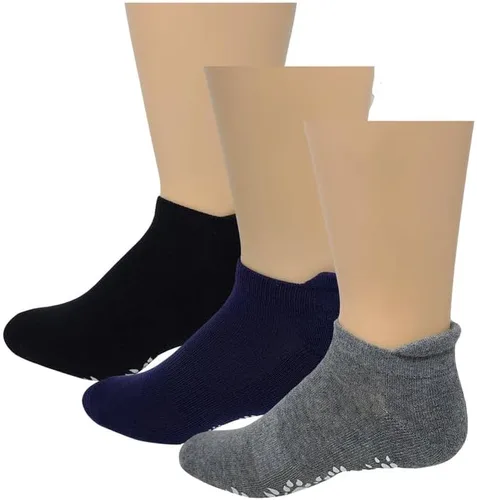 Vista 3 de Different Touch Calcetines de yoga antideslizantes unisex para pilates y ballet, con empuñaduras, 3 pares