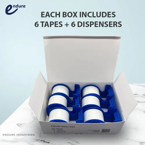 Vista 2 de Endure - Cinta de papel quirúrgico hipoalergénica con dispensador, paquete de 6 cintas + 6 dispensadores, cinta adhesiva fuerte y transpirable