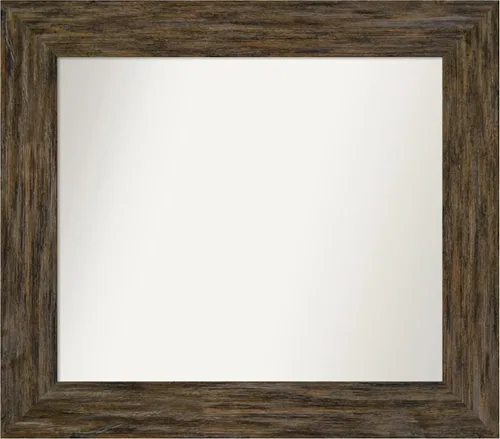 Vista 37 de Amanti Art Espejo personalizado, espejo de baño marrón Fencepost, espejo de pared o espejo de tocador de baño sobre el fregadero (27 x 27 pulgadas)