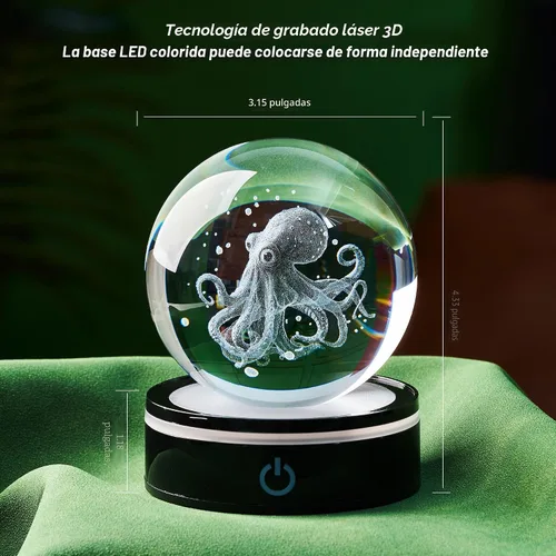 Vista 4 de Estatua de bola de cristal 3D, regalo de bola de vidrio del océano femenino, adecuada para amigas y amigos masculinos, graduados, amigos, colegas