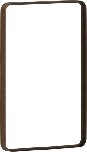 Vista 2 de EMMA + OLIVER Afsin - Espejo colgante rectangular de 20 x 30 pulgadas, marco de metal de bronce cepillado, respaldo plateado, vidrio inastillable