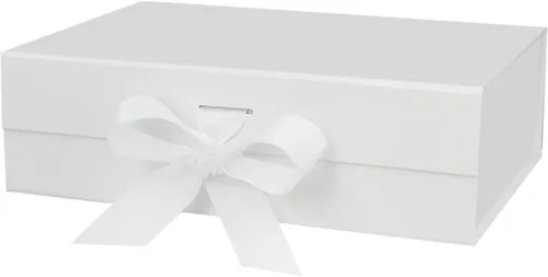 Vista 10 de DaiUni 10.5"X7.5"X3.1" Black Magnetic Gift Box with Lid and Ribbon for Presents