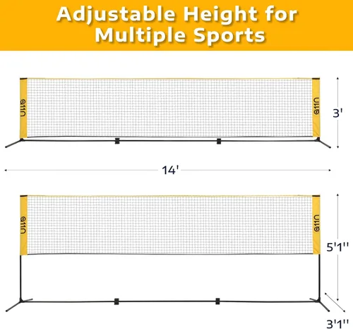 Vista 2 de A11N SPORTS Badminton Net - Height Adjustable Volleyball Net for Junior Tennis, Soccer Tennis & Kids - Portable Driveway Pickleball Net for Indoor &