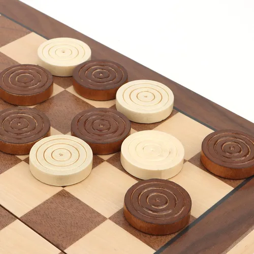 Vista 5 de Piezas de madera de damas, 24 piezas de madera con bolsa de almacenamiento, piezas de madera de primera calidad para backgammon, ideal para piezas
