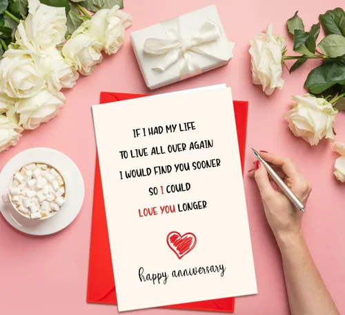 Vista 6 de Tarjeta de feliz aniversario para novia, novio, esposa, marido, divertida tarjeta de aniversario con texto en inglés "If I had My Life to Live All