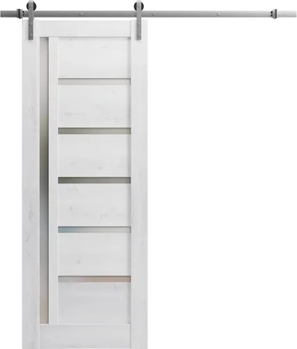 Vista 12 de SARTODOORS Puerta corredera de granero de 18 x 80 pulgadas Quadro 4088 Blanco / Negro Puerta de granero individual Herrajes MDF incluidos