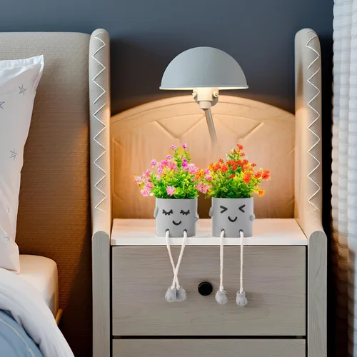 Vista 9 de 3 paquetes de lindas plantas falsas, plantas artificiales en maceta kawaii para mesa, escritorio, dormitorio, baño, oficina, estante, pared