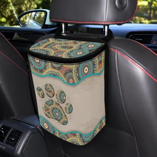 Vista 42 de Talayituse Cubo de basura portátil con estampado de camuflaje de bandera estadounidense, accesorios interiores de vehículos multifuncionales