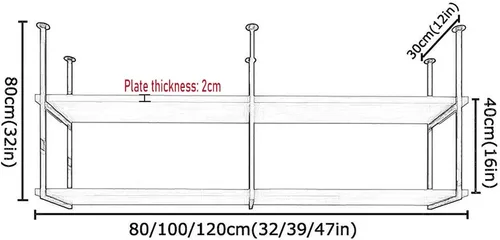 Vista 2 de Shelves Hanging Floating Shelf - Nordic Iron Solid Wood 2 Tier Ceiling Mounted Storage Rack, Bar Restaurant Hanging Decorative Stand With Iron