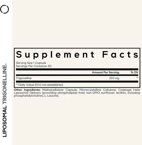 Vista 2 de Codeage Trigonelina liposomal - 250 mg por cápsula - Suministro de 3 meses - Alcaloide a base de plantas - Entrega liposomal para biodisponibilidad