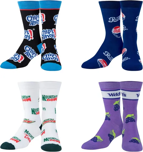 Vista 3 de Crazy Socks, Snack & Junk Food Themes, Fun Silly Novelty Crew, Large, Fun 8 Pack