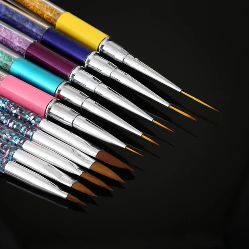 Vista 6 de Mudder Juego de 10 pinceles para arte de uñas, pinceles para delineadores de uñas finas para tallar en gel, pintura, limpieza, dibujo, acrílico