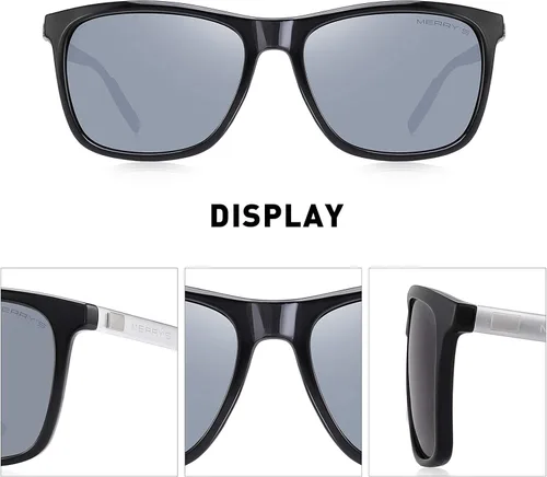 Vista 4 de MERRY'S Gafas de sol polarizadas para mujer, de aluminio, para conducir, rectangulares, para hombres y mujeres