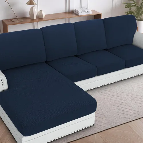 Vista 47 de H.Versailtex - Funda de sofá seccional de 1 pieza, funda deslizante para chaise con forma de L, funda de cojín separada para sofá seccional tanto