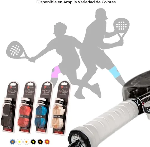 Vista 7 de ShockOut Dual Pro Grip + Overgrip (blanco/amarillo) - Sistema combinado de absorción de impactos y mejora de agarre para deportes de raqueta