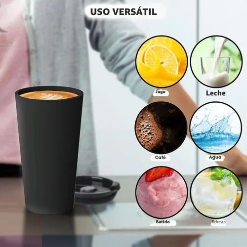 Vista 6 de Greentainer Juego de 4 tazas de café de viaje de plástico, tazas de 20 onzas a prueba de derrames con tapas, vasos de café reutilizables con tapas