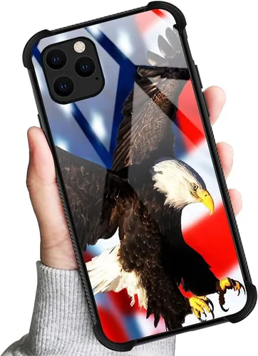 Vista 6 de Funda compatible con iPhone 13 Pro Max, fundas para niñas y mujeres, bandera estadounidense águila