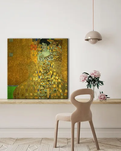 Vista 5 de Wieco Art Retrato de Adele Bloch-Bauer I, 1907 por Gustav Klimt, pinturas famosas, lienzo, arte de pared para dormitorio, impresiones en lienzo