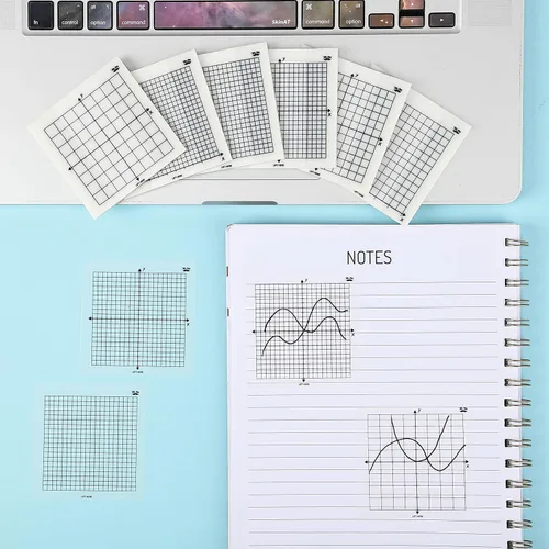 Vista 5 de Mr. Pen - Notas adhesivas transparentes con gráficos, 3 x 3 pulgadas, 6 blocs, 50 hojas/bloc 6 Grid Designs, Square Graph Paper Notes & Fineliner