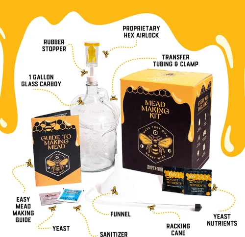 Vista 3 de Craft A Brew - Kit de fabricación de hidromiel - Kit reutilizable para hacer tu propio hidromiel - rinde 1 galón de hidromiel