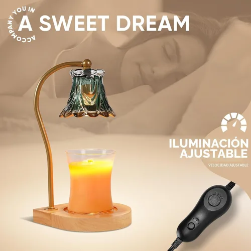 Vista 3 de Lámpara calentadora de velas con temporizador, calentador eléctrico de cera de fragancia regulable, elegante decoración del hogar, calentador