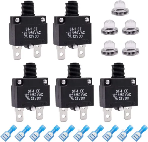 Vista 9 de mxuteuk 5 interruptores automáticos de 3 amperios con botón de reinicio manual de 125/250 V CA 32 V CC, interruptor protector de sobrecarga