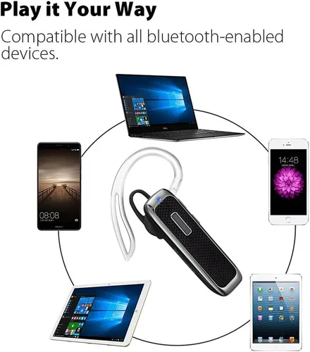 Vista 6 de Auricular Bluetooth, manos libres, auricular Bluetooth inalámbrico con 18 horas de reproducción y micrófono con cancelación de ruido para iPhone