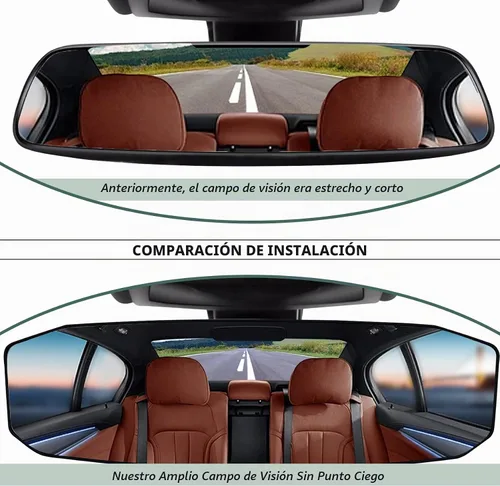 Vista 6 de NTNEV Espejo retrovisor grande de 12 pulgadas x 3.5 pulgadas, espejo retrovisor panorámico antirreflejos de gran angular, espejo retrovisor