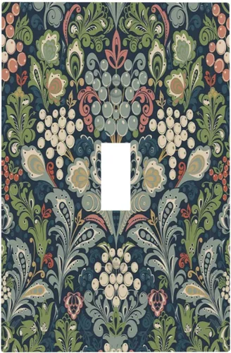 Vista 126 de William Morris Floral Boho Azul Medianoche Azul Bohemio Flor 1 Banda Dúplex Cubierta de Salida Decorativa Receptáculo Único Interruptor Eléctrico