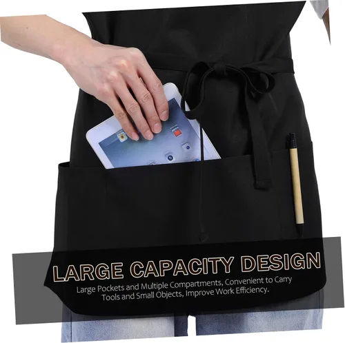 Vista 8 de GLEAVI Delantal de trabajo con bolsillos de correas para cocinar, hornear y pintar, diseño unisex para hombres y mujeres.