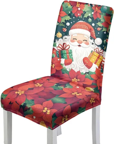 Vista 20 de HUGS IDEA Juego de 2 fundas para sillas de comedor con diseño de árbol de Navidad, jacquard, fundas protectoras para sillas Parsons de bastón